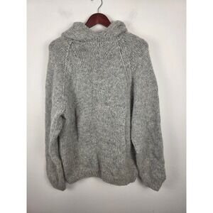 Handknitting Association of Iceland Gray Wool Hooded Sweater Handmade Pocket